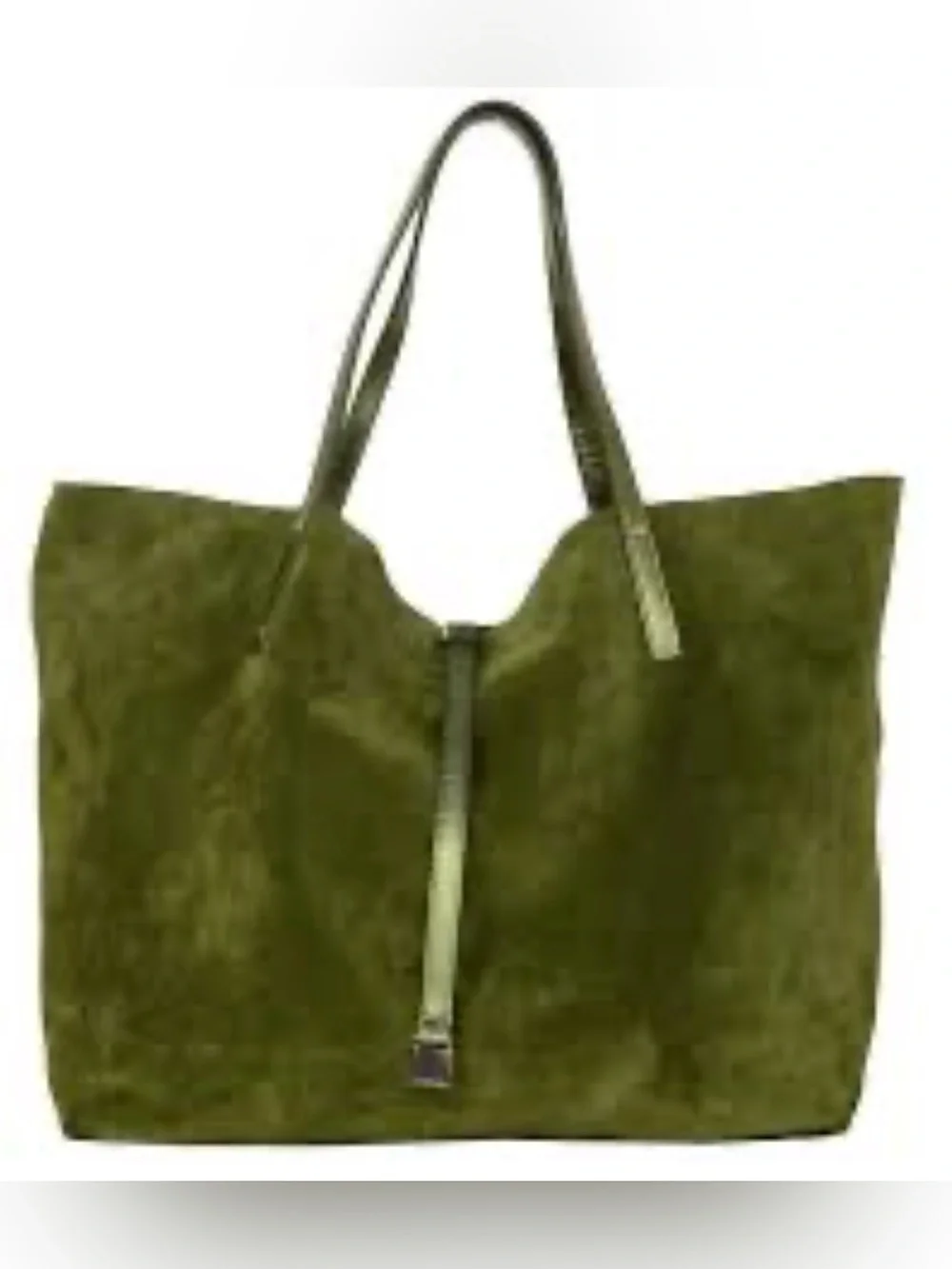 Tiffany & Co. Large Reversible Suede & Metallic Tote Olive Green W/ Pouch